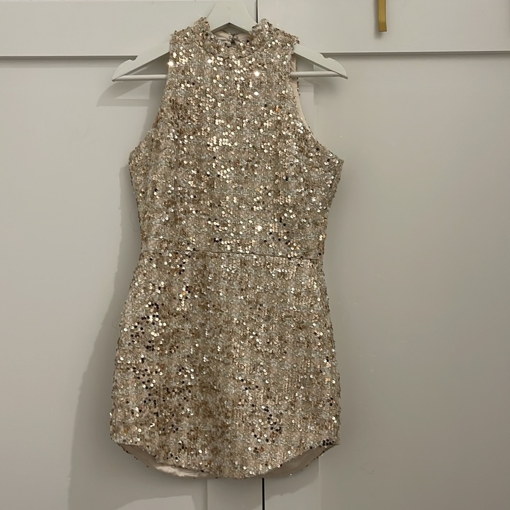 XS Amanda Uprichard Marshall Mini Dress in Gold